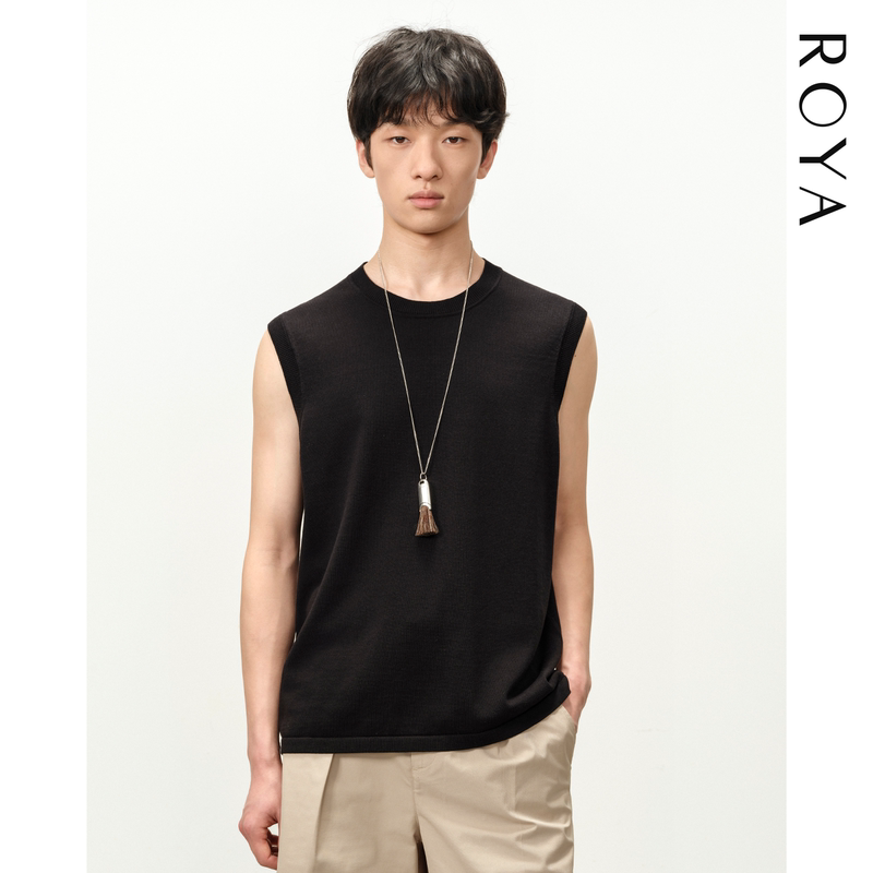 Roya丨Rayon Cotton Knitted Vest with Natural Breathability, Smooth Drape, Edge-Finished, Close-Fitting, High-Quality Yarn