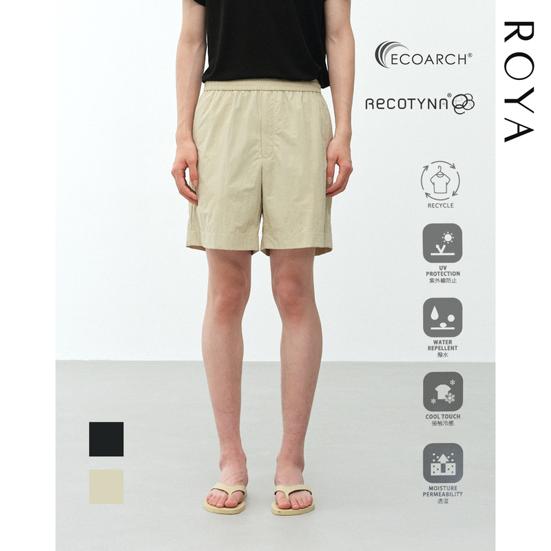 Roya |   Ecoarch ® Cool-Feeling Recycled Nylon Water-Repellent Lightweight Drawstring Shorts, New Summer Product