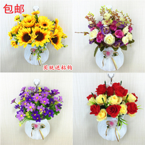 New simulation flower European rose wall wall decoration flower fake flower living room decoration dried flower silk flower floral art set