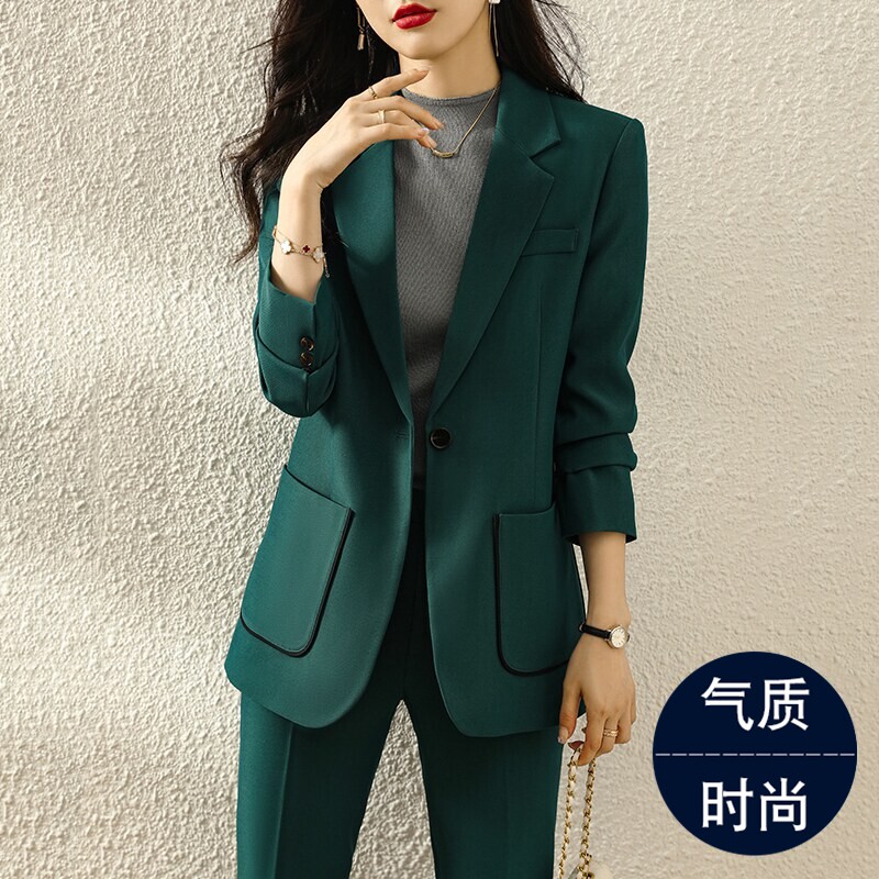 Green Suit Set for Women, Autumn and Winter, Elegant Goddess Style, Professional Formal Wear, 2026 New Style, Petite Suit Jacket Green Suit Set for Women, Autumn and Winter, Elegant Goddess Style, Professional Formal Wear, 2026 New Style, Petite Suit Jacket