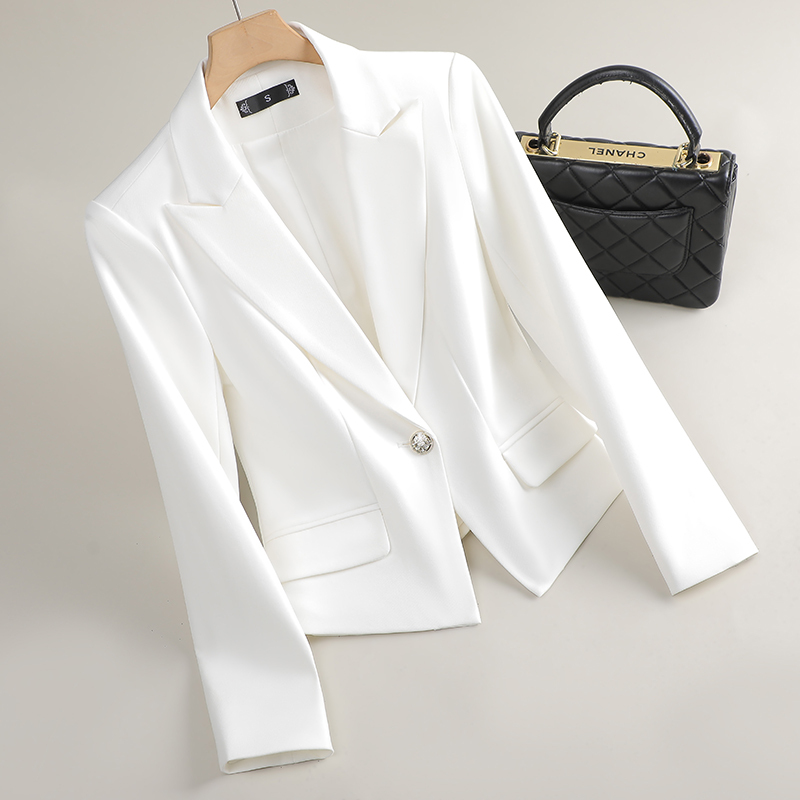 White Blazer for Women, New Spring and Autumn Style, Fashionable, Versatile, Casual, High-End Feel, Elegant, Age-Reducing, Short Suit