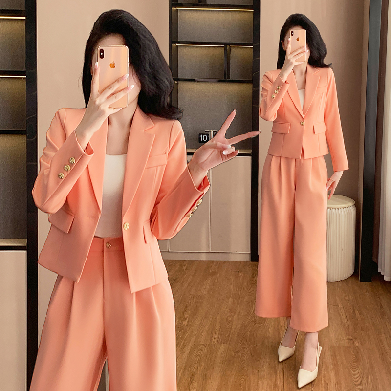 Orange-Pink Blazer for Women 2026 New Autumn and Winter Goddess Style Casual Formal High-End Suit Short Set