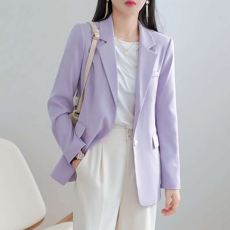 Purple Blazer for Women, Spring and Autumn 2026 New Style, Casual Design, Niche Style, Elegant Professional Women's Suit Jacket Purple Blazer for Women, Spring and Autumn 2026 New Style, Casual Design, Niche Style, Elegant Professional Women's Suit Jacket