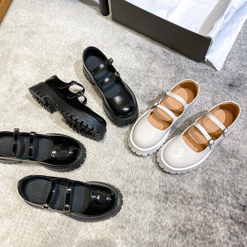 Serious Pimary Jane Small Shoes in the summer of 2021 new vintage British wind thick soles system JK uniform shoe paint skin