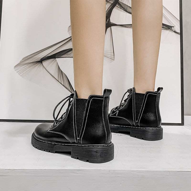 Martin Boots Woman Spring Autumn Single Boots 2021 New Fashion 100 Hitch Short Boots Women Inglées Lace Short Cylinder Boots Inn Tide