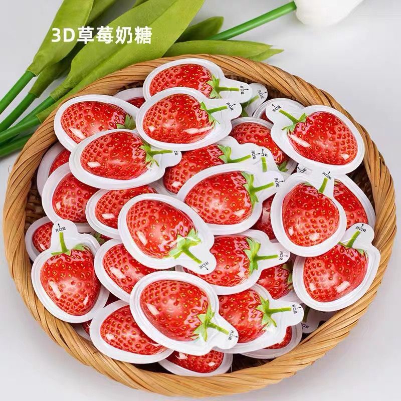 3D strawberry milk durian snack 3D coconut sugar fruit fruit milk sugar independently packaged