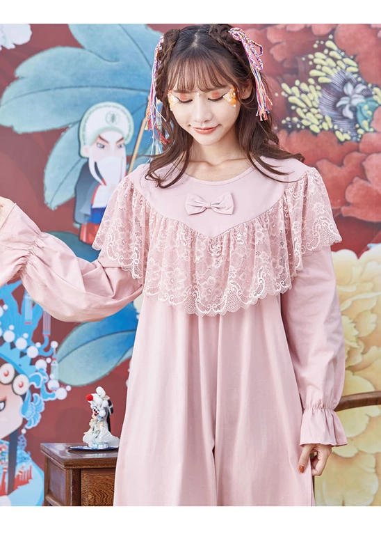 Hunchun mùa thu dài tay váy ngủ nữ mùa hè công chúa phụ nữ giản dị ngọt ngào kích thước lớn dài nhà áo ngủ mùa xuân - Đêm đầm