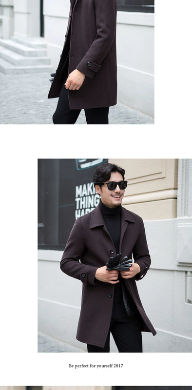 Áo len nam phần dài hai mặt Nikon phiên bản của áo len phù hợp với cổ áo cashmere coat nam quần áo áo khoác kaki nam