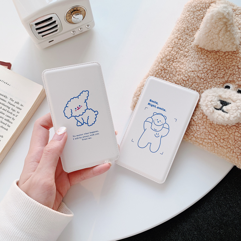 In the same Korean bear charging baby cute girls with line three-in-one leather mobile power supply large capacity