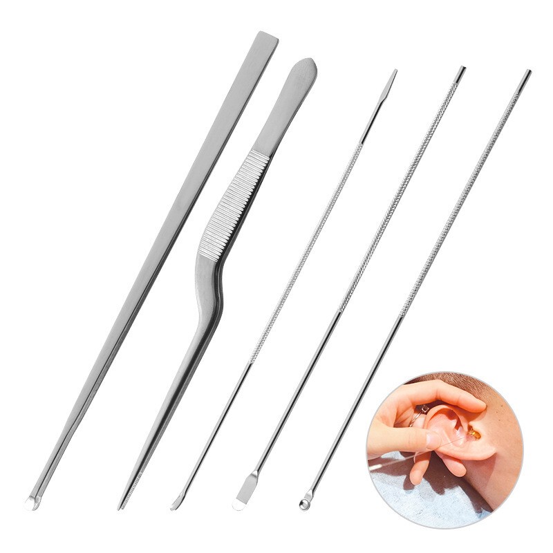 Stainless Steel Ear Pick with Spatula for Removing Earwax, Ear Cleaning Tweezers, Medical Ear Cleaning Tool, Professional Ear Picking Tool