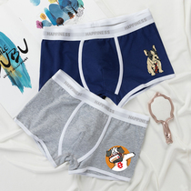 Cartoon mens underpants handsome bulldog puppies flat angle pants pure cotton low waist and breathable two-dress