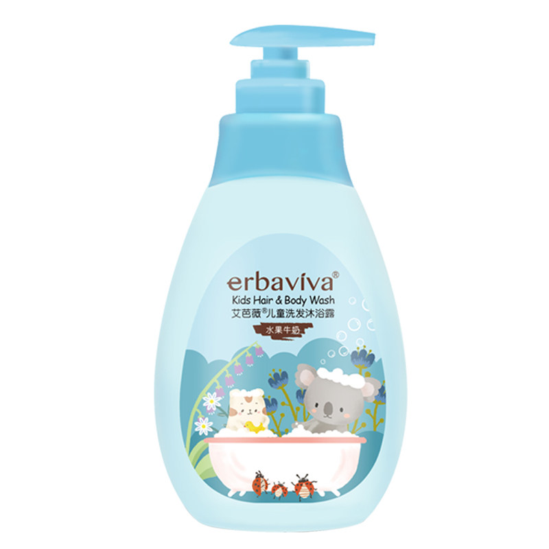 Optional 2 pieces of Ai Bari Children shampoo with bath lotion two-in-one 200g (fruit milk) Baomen girl 