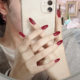 ການຂົນສົ່ງຟຣີ fake nail patches jelly pink round internet celebrity wearable manicure bride long style 24 pieces removable nail patches