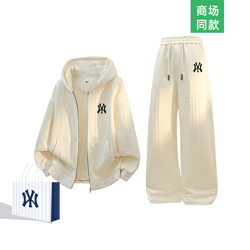 Outlet Casual Suit with Hooded Sweatshirt and Straight-Leg Wide Pants for Men and Women, New Loose and Versatile Set for Spring and Autumn