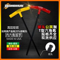 BONDHUS American Bolton T-handle ball head hex wrench 4 5 6 8 10mm t-shaped hexagonal key Hexagonal