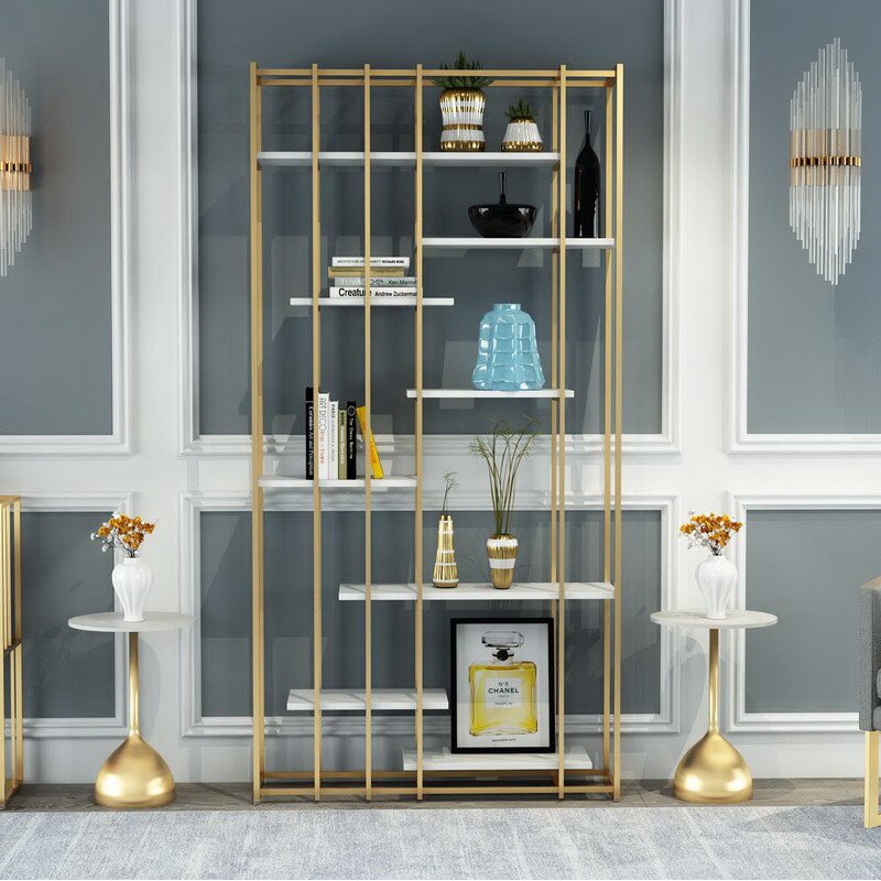 Nordic style partition storage living room floor bookshelf office screen porch bookcase light luxury ins wrought iron display rack