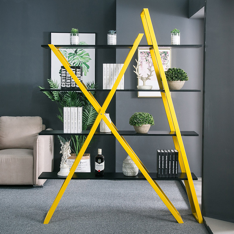 Nordic art wrought iron rack irregular floor bookshelf multi-layer decorative storage rack creative display rack