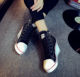 Korean ulzzang wedge canvas shoes 8 cm high heel Korean style zipper lace high top inner heightening casual women's shoes