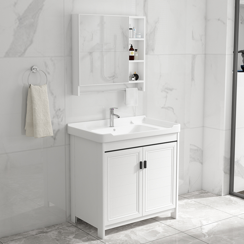 Space Aluminum Floor Type Washbasin Bath Room Cabinet Combined Ceramics Integrated Modern Minima Pasta Basin Wash Washbasin