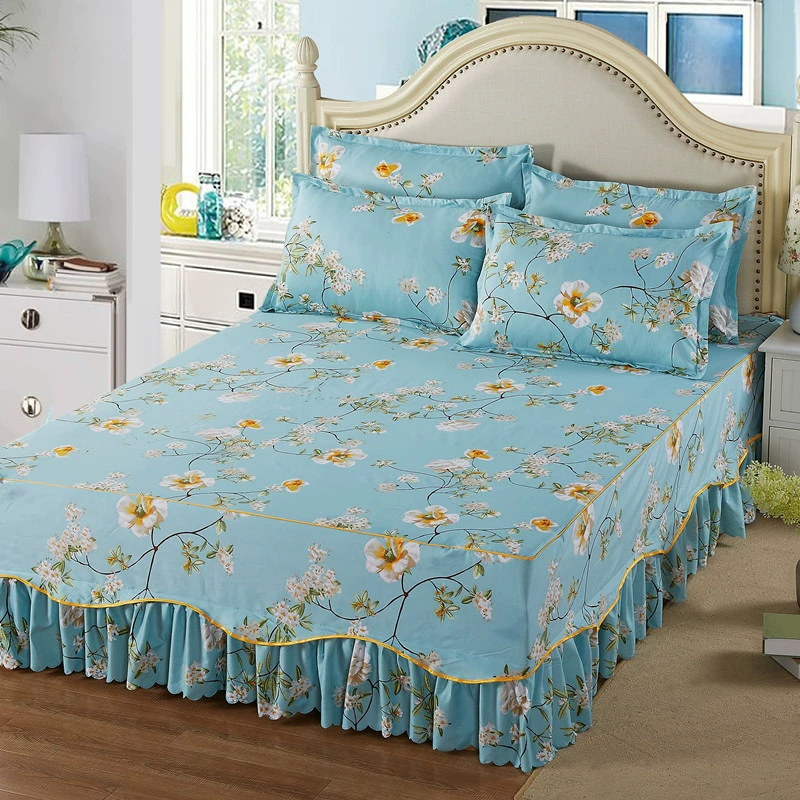 Phiên bản Hàn Quốc của công chúa trải giường ngủ váy đơn mảnh ba mảnh nệm giường 1,2 / 1,5 / 1,8 m bông chống trượt váy giường