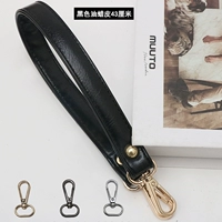 Черная масляная восковая кожа 43 см золотой крючок 1