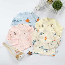 Baby Autumn Clothes Single Pieces Blouse Blouse Pure Cotton Spring Summer Autumn Long Sleeve Cardiovert Baby Clothes Men And Women Childless Underwear Beating Bottom