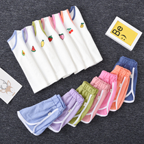 Childrens vest shorts suit Summer thin pyjamas male and female children Two sets of home conserved baby Summer clothing childrens clothing