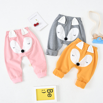 Baby pants baby autumn pants spring autumn season male and female children long pants pure cotton beating bottom autumn pants to go out baby big fart pants