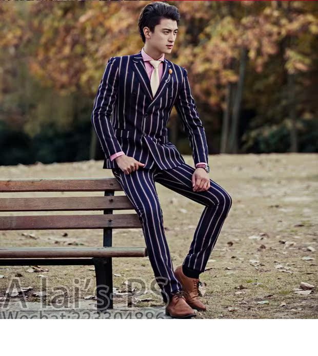 Studio mới Sọc dọc Nam Hàn Quốc Slim Nam Suit Suit Suit Lưu trữ Ảnh Nhiếp ảnh Trang phục - Suit phù hợp áo khoác blazer nam