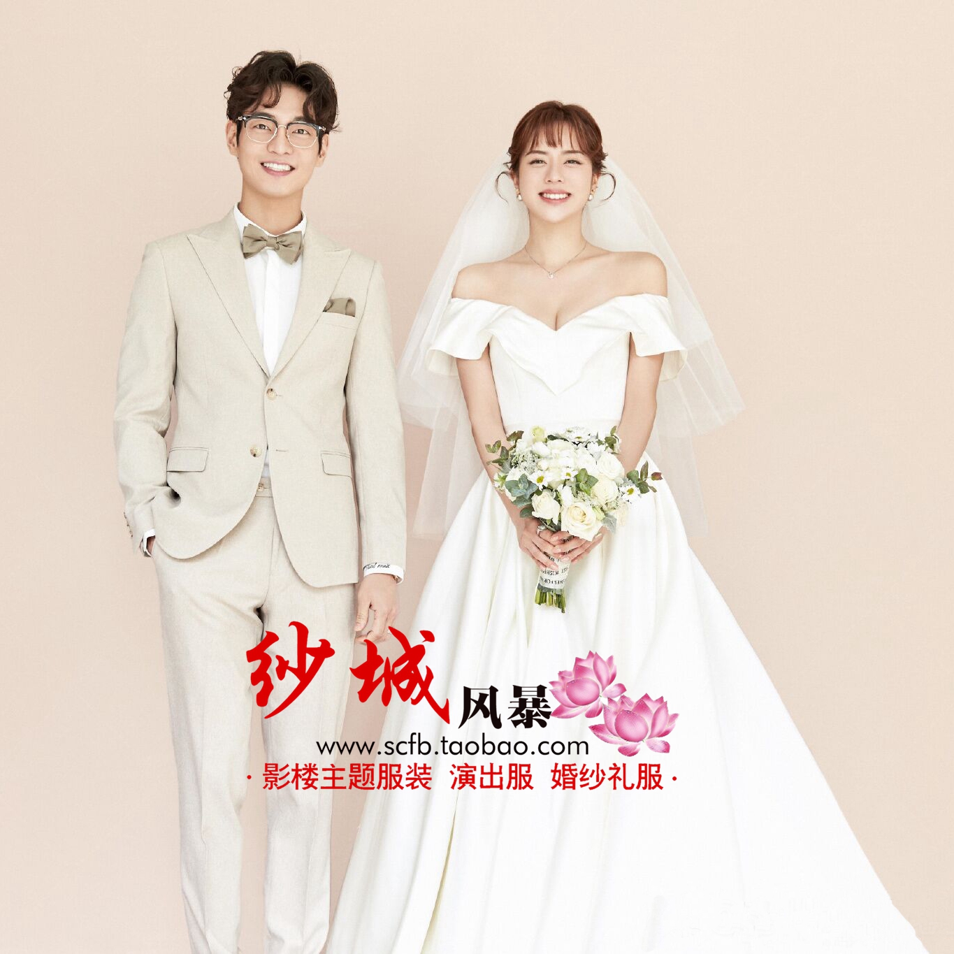 New photo gallery themed wedding dress Korean version Jane about one shoulder satin gown lovers Write a real photo photo clothing