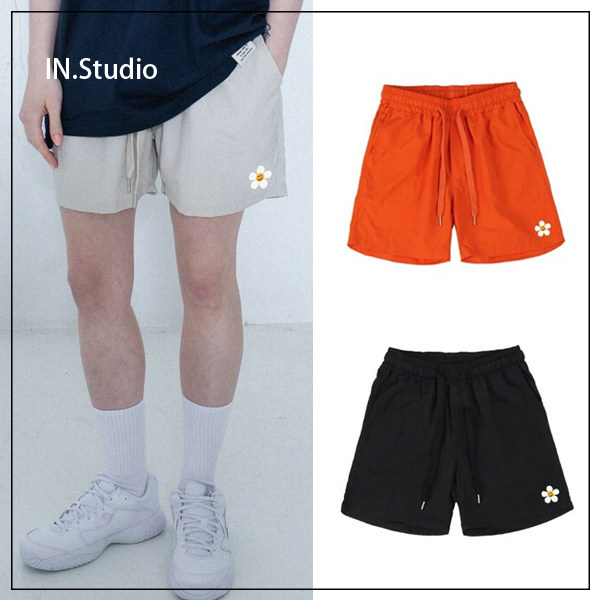 INstudio20 summer Korean designer brand GRAVER new elastic waist tie small flower shorts