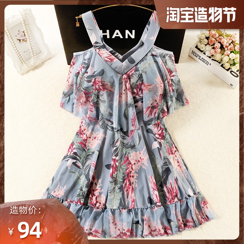 Swimsuit women's summer one-piece skirt 200 pounds fat mm student Korean ins cover belly thin hot spring conservative large size swimsuit