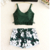 Áo tắm chia đôi màu xanh lá cây retro nữ ba mảnh dễ thương bảo thủ boxer ngực nhỏ tụ tập áo tắm bãi biển gợi cảm Hàn Quốc áo 2 mảnh Bộ đồ bơi hai mảnh
