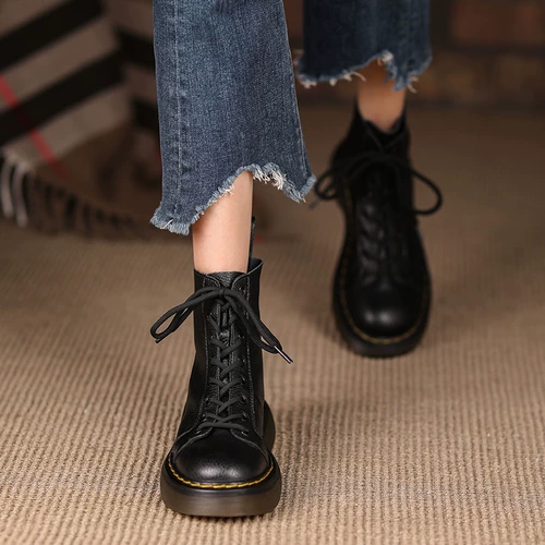 Martens, демисезонные универсальные короткие сапоги в английском стиле, ботинки, из натуральной кожи, в британском стиле