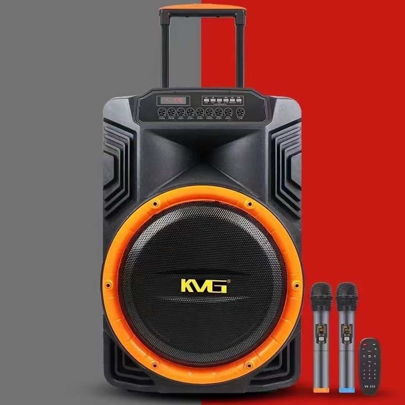 Red Day 15 inch high power outdoor square dance speaker Bluetooth live broadcast K singing stage show pull bar speaker