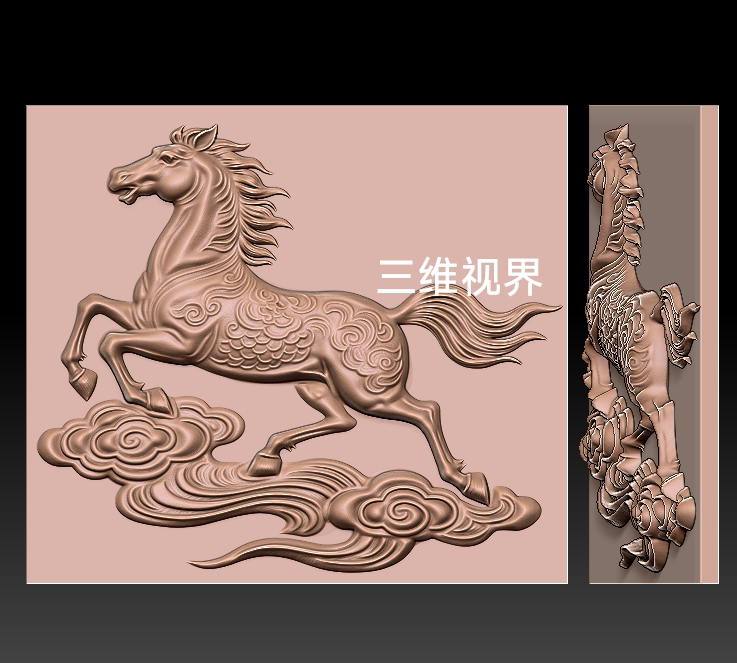 到着時の成功！縁起の良い午年の干支動物の画像、コンピューター彫刻、レリーフ画像、jdpグレースケール画像、BMP2307。