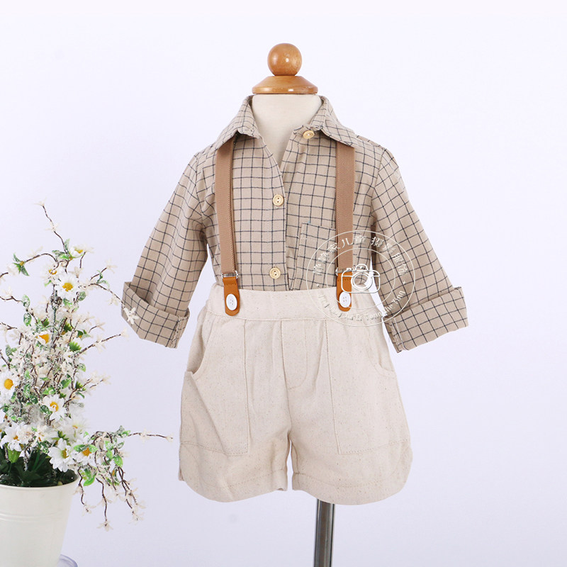 Year Old Boy Children Photography Clothing Photo Gallery Writing Real Photo Clothing Exhibition New Pint Han Style Little Fresh Cuddling Bag Pants