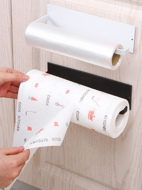 Punch-free kitchen special tissue rack roll paper rack hanging frame plastic wrap storage rack toilet paper hook rag bracket