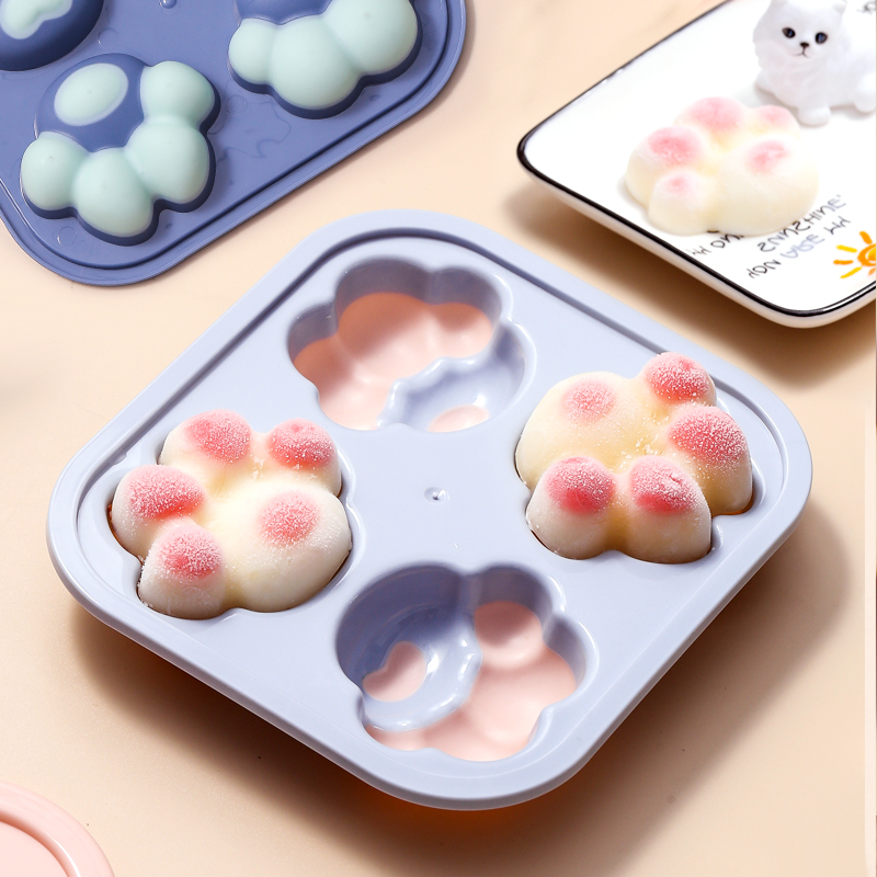 Frozen Ice Cubes Mold Ice Making Box Cute Cartoon Creative Silicone Sharper Cat Claw Ice Cream with lid Deputy food Ice Gink