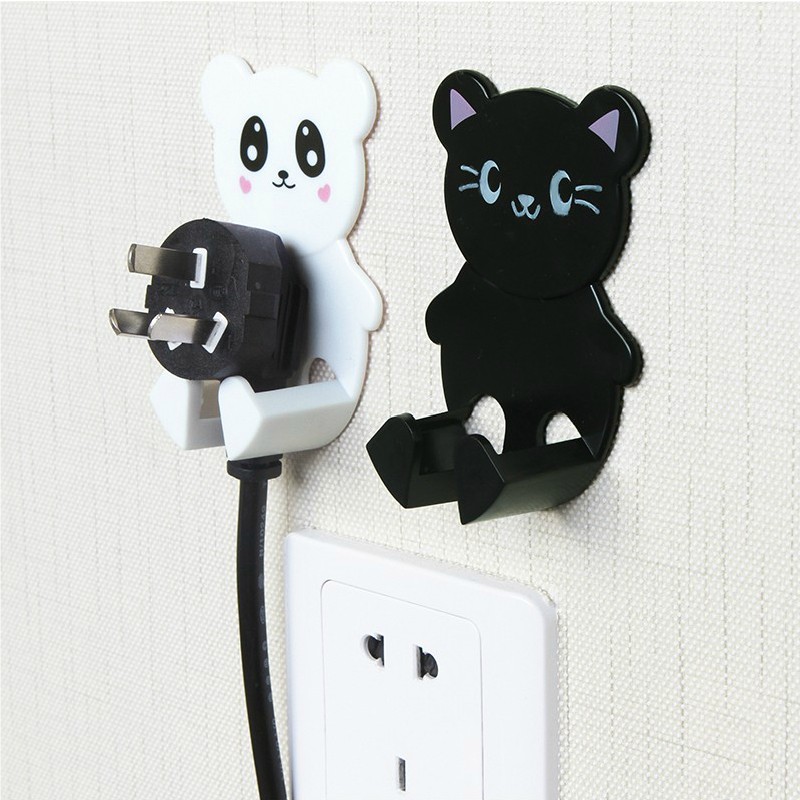 No Mark Cartoon Plug Hook Home Wire Finisher Power Plug Fixed Shelf Hang Wire Holder Wire Holder Wire Holder Wire Holder