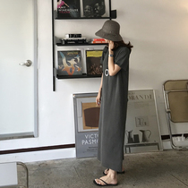 Korean maternity dress summer 2021 fashion dress long knee-high tide mom summer skirt long dress summer dress
