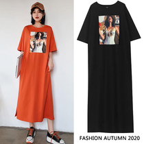 Maternity dress spring and summer dress 2021 new loose medium long section knee-length summer long dress tide hot mom summer