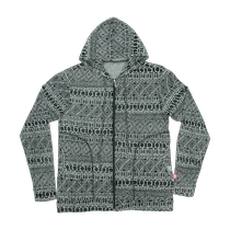 Beach sun protection clothing jacket cardigan thin section for men and women couples long-sleeved hooded Korean version retro geometric pattern summer cotton