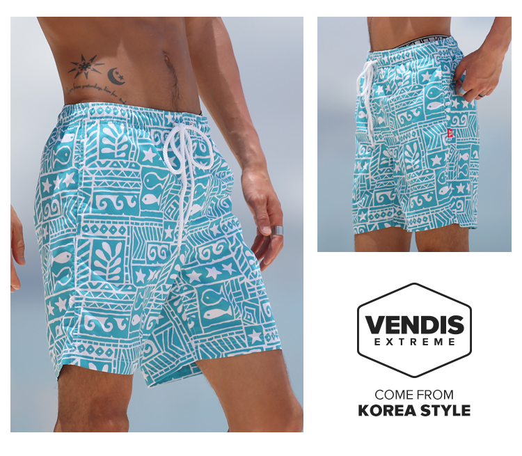 Quần đi biển VENDIS EXTREME vài người đàn ông và phụ nữ nhanh chóng phơi quần áo rộng năm điểm quần bơi kỳ nghỉ màu xanh 	mua quần áo đi biển