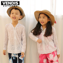 VENDIS EXTREME thin men and women childrens sunscreen beach clothes Baby letters cute long-sleeved air conditioning shirt