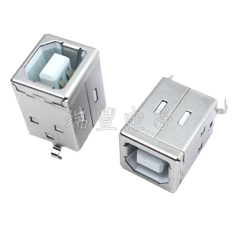 USB-B female seat square mouth square USB seat D port 180 degree straight plug printer USB interface B type connector