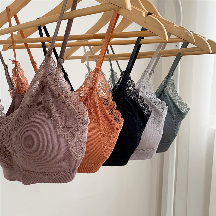 Simple and comfortable lady sexy lace beauty underwear one steelless ring vest type underwear bra