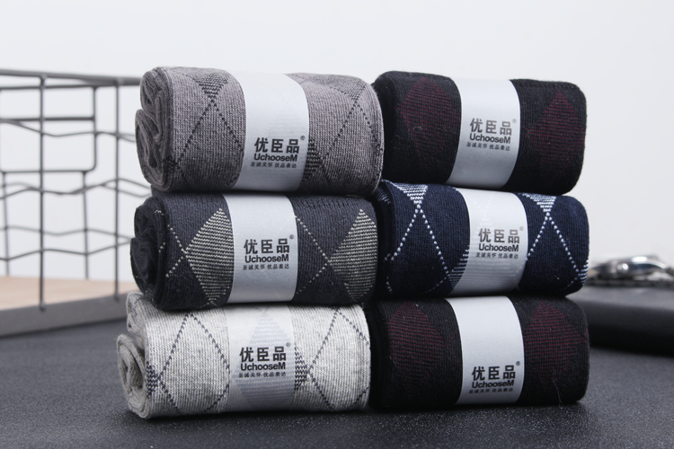 6 đôi vớ cotton nam mùa xuân và mùa thu và mùa đông khử mùi thấm mồ hôi trong ống vớ cotton nam dày thoáng khí vớ kinh doanh hộp quà vớ cổ cao