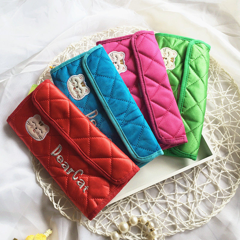 Korean Cute Cat Pure Cotton Fabric Lady Cartoon Long Wallet Students Wallet Package