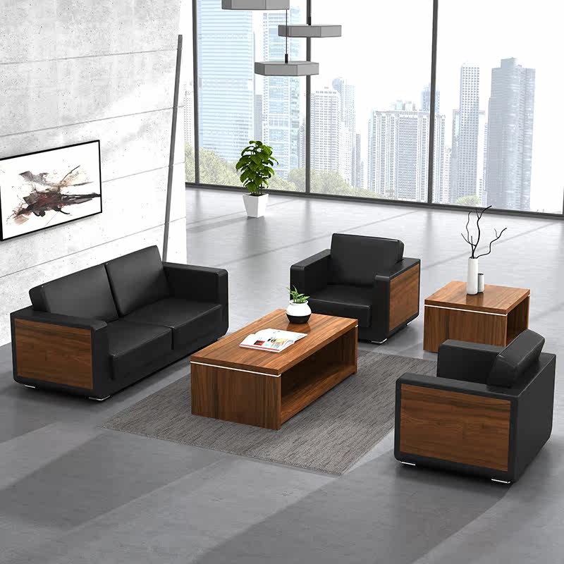 Office sofa modern minimalist reception business three-seat small leather fabric negotiation coffee table combination